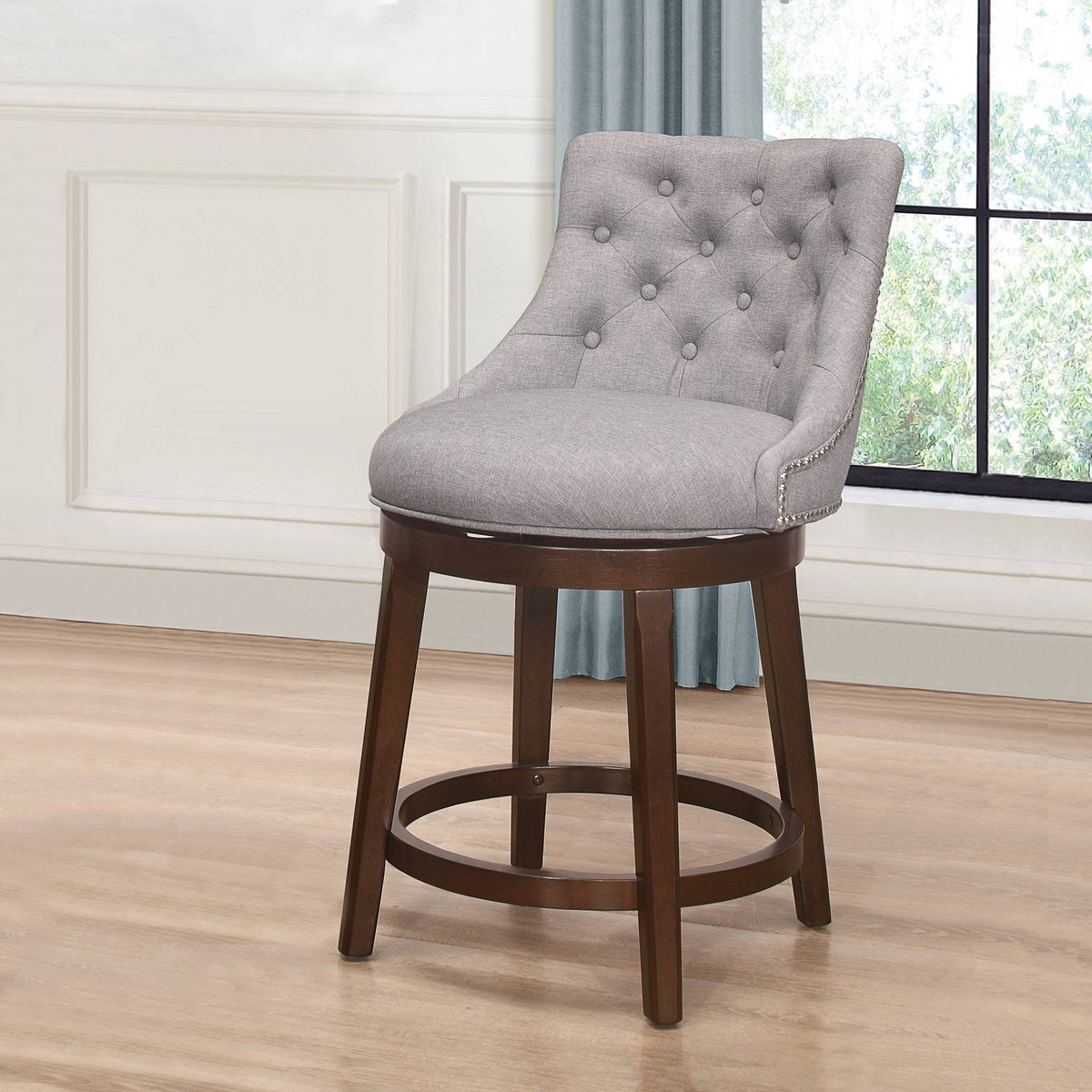 Gray Fabric Swivel Counter Height Stool D316