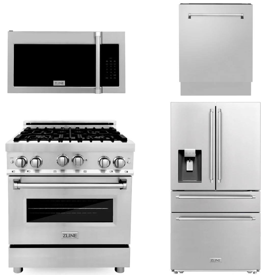 30 Dual Fuel Range, Refrigerator, Microwave, Dishwasher in Stainless Steel A813