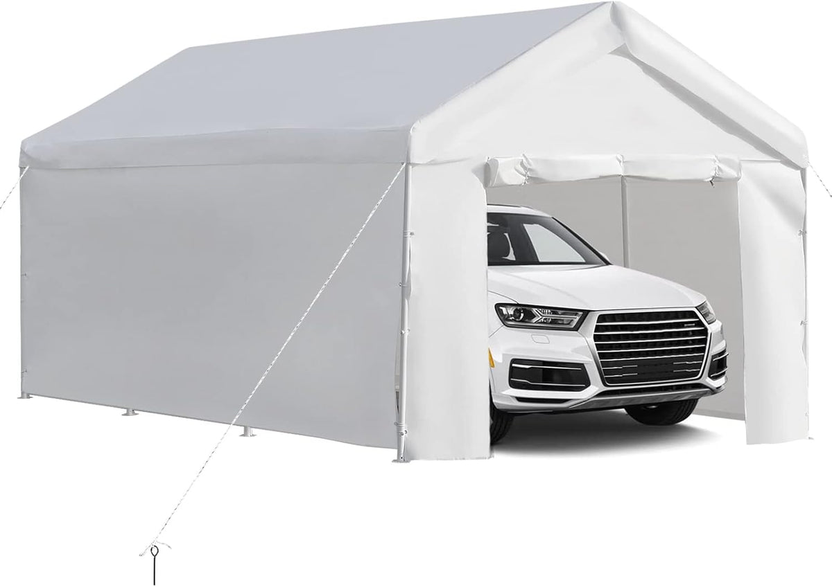 10x20 ft Heavy Duty Carport Car Canopy with Removable Sidewalls and Doors G4467