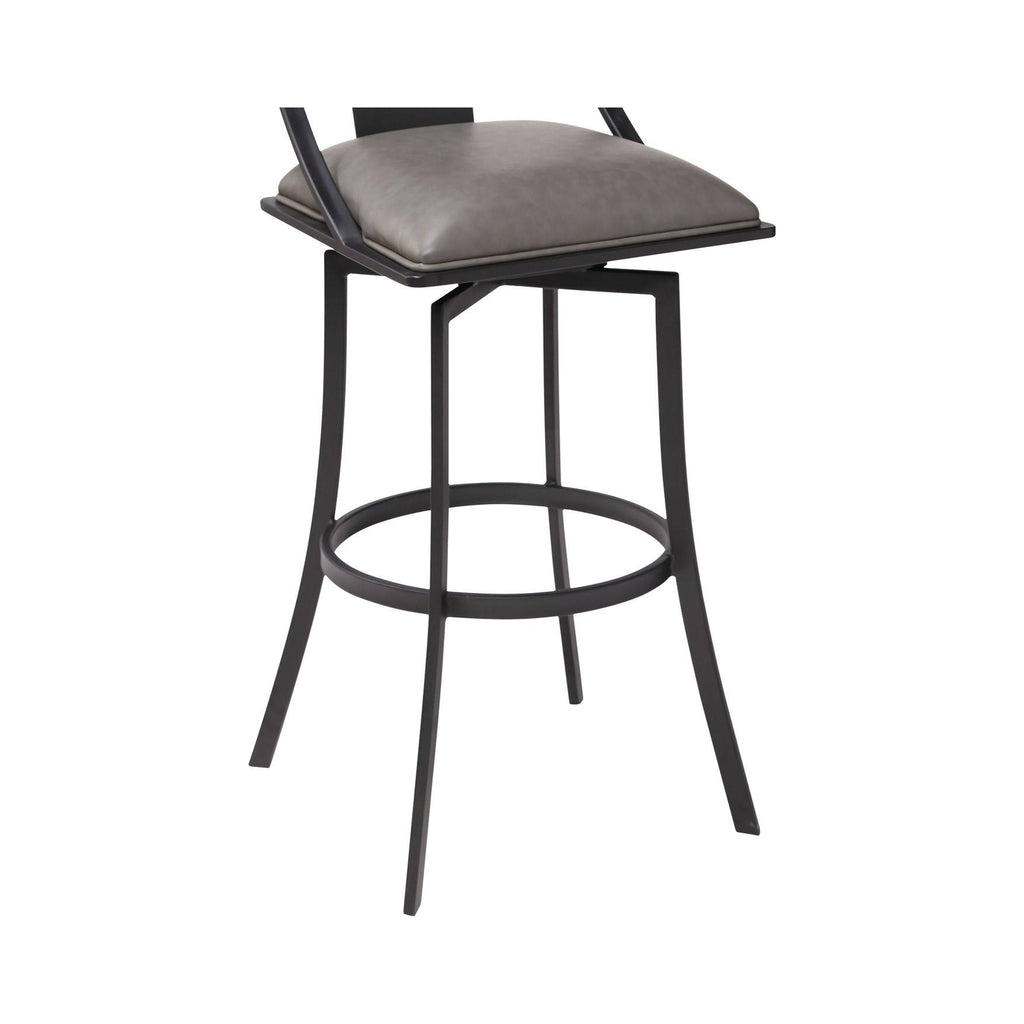 Matte Black Vintage Grey Faux Leather Bar Height Barstool R15096