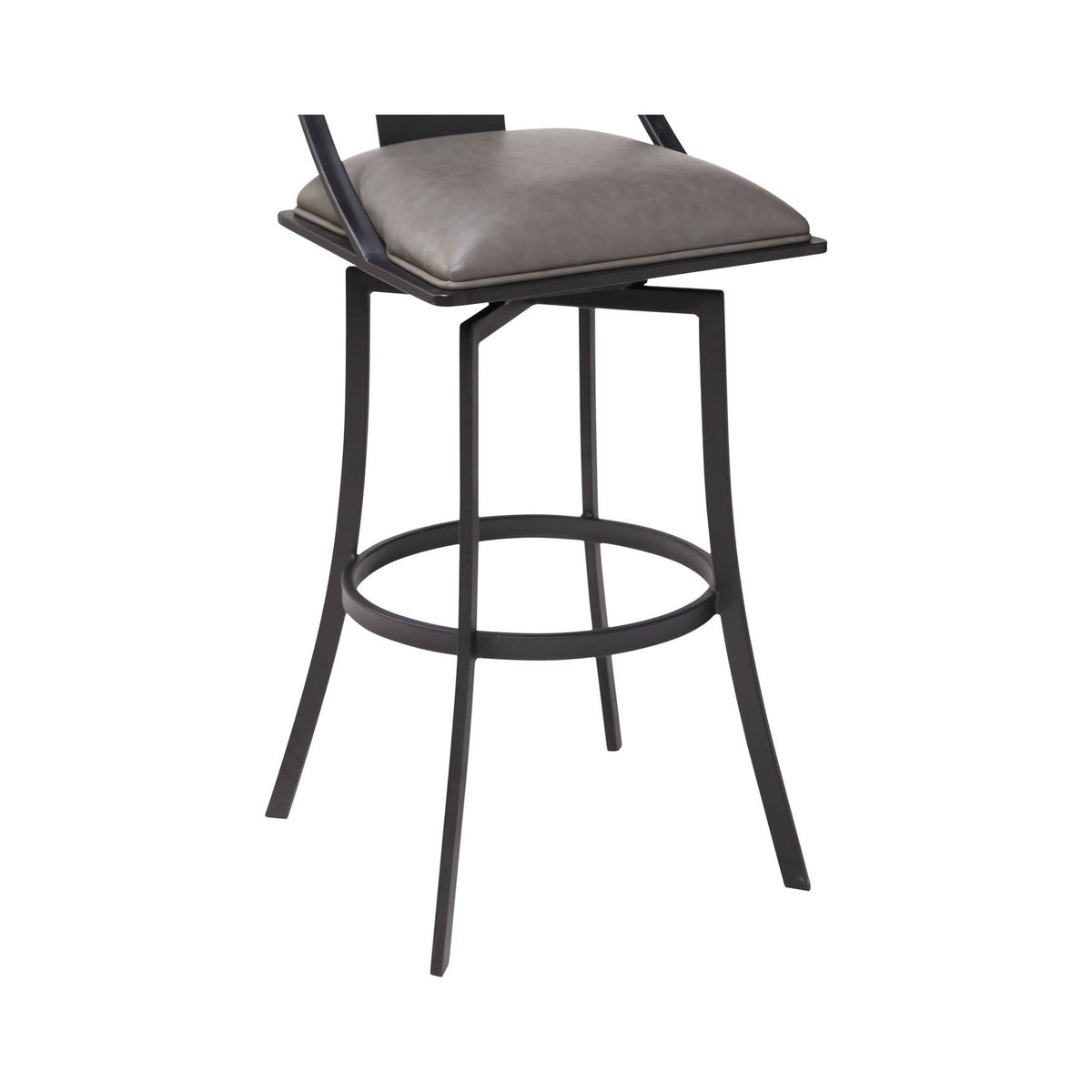 Matte Black Vintage Grey Faux Leather Bar Height Barstool R15096