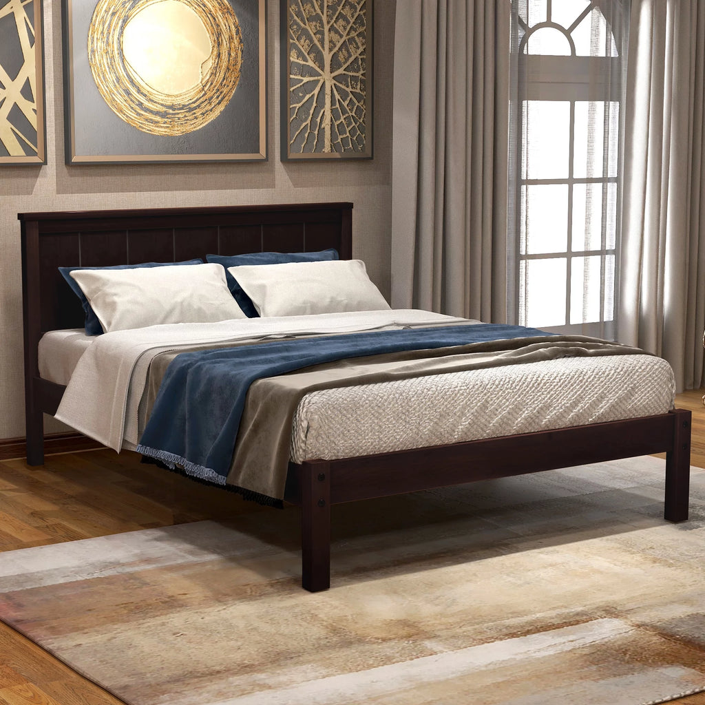 Twin Size Wood Platform Bed Frame with Headboard S481