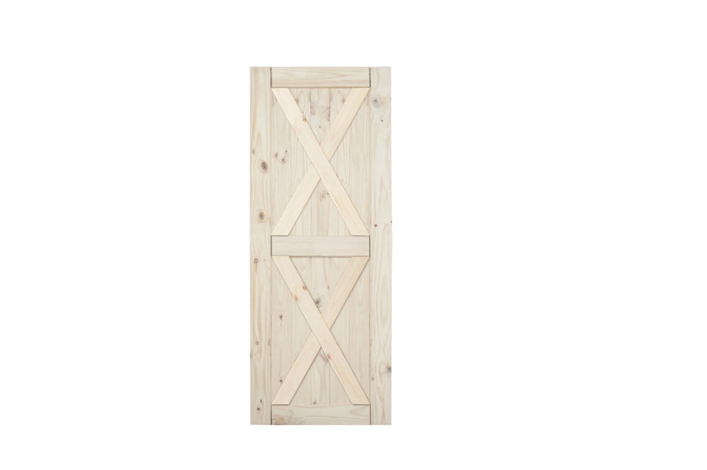 Unfinished Pine Double X-Brace Barn Door Slab Only N91723