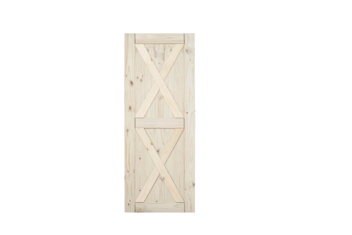 Unfinished Pine Double X-Brace Barn Door Slab Only N91723