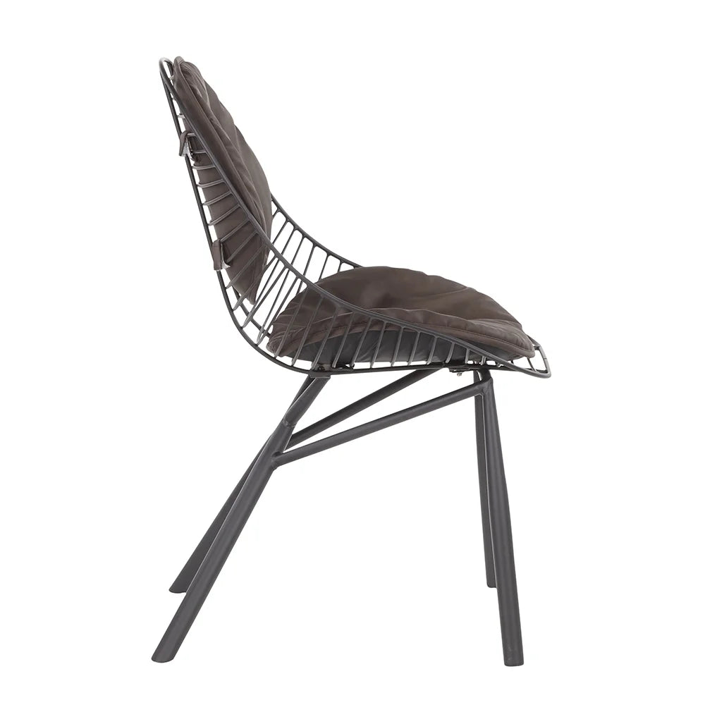 Set of 2 Metal Wired Chair with Cushions I8874