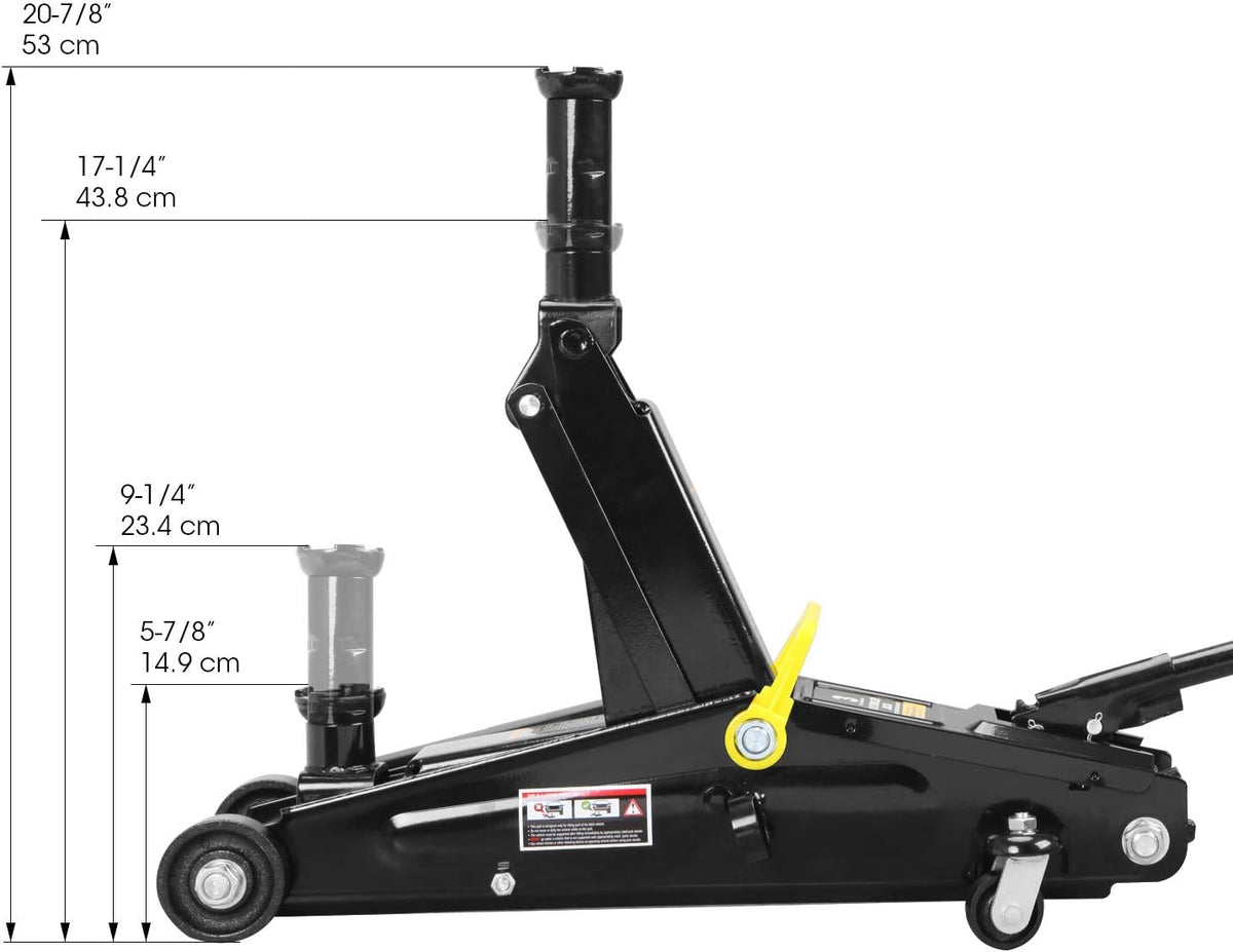 Hydraulic Trolley Floor Jack, 3 Ton (6,000 lb) Capacity, Black V264