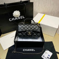 Black Lambskin Mini Flap Bag With Top Handle K371