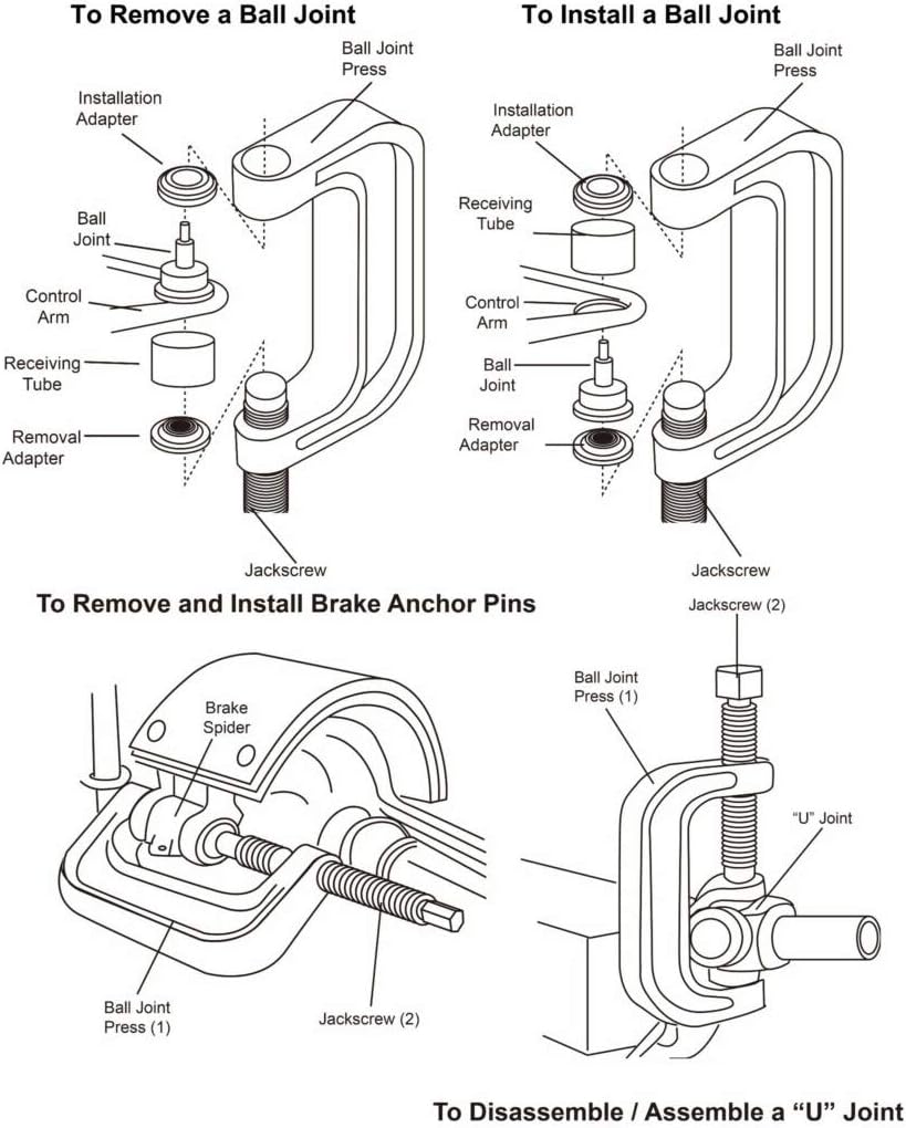 Heavy Duty Ball Joint Press & U Joint Removal Tool Kit with 4x4 Adapters Q42237