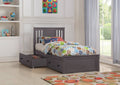 Twin Bed with Dual Underbed Drawers Slate Grey Finish V6674