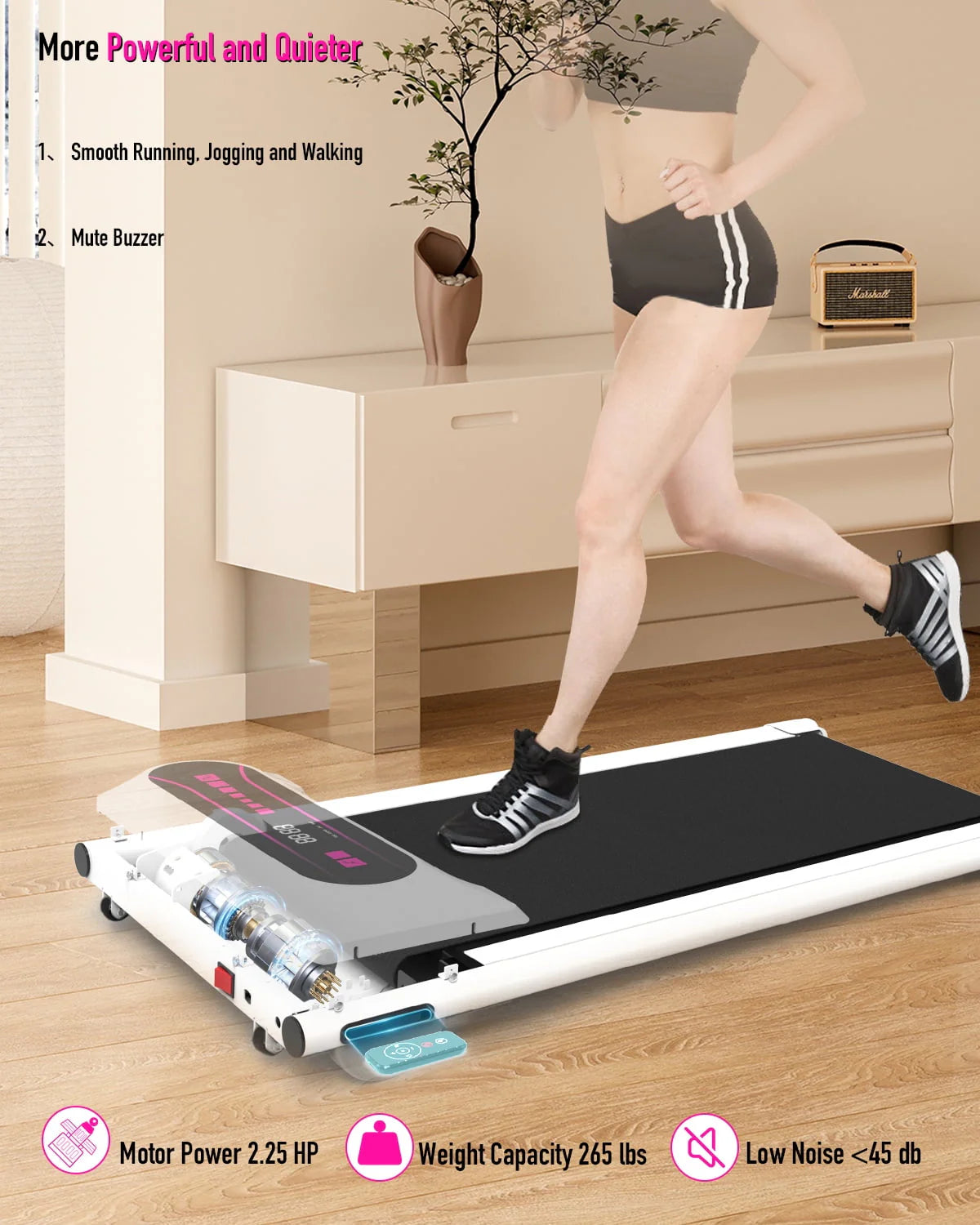 Pink 2.25HP Portable Walking Pad Treadmill N96393