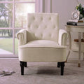 Cream Velvet Tufted Velvet Armchair L1653
