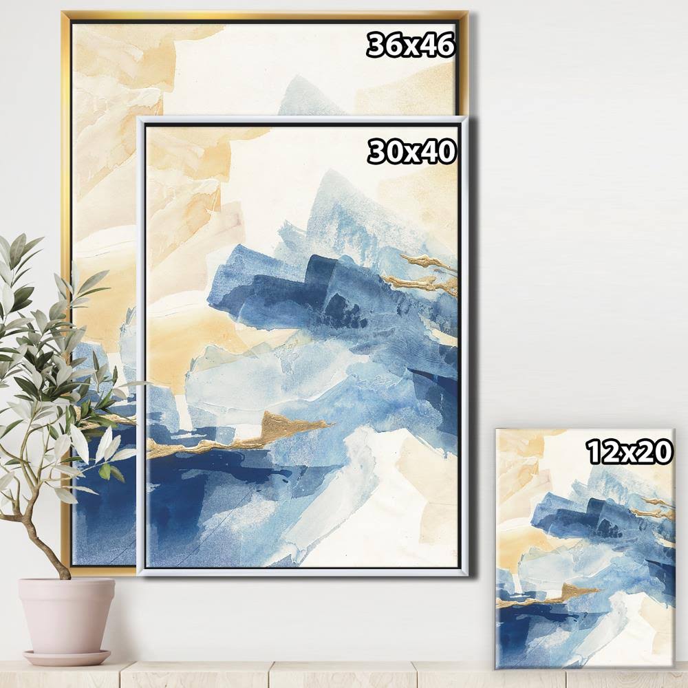 Metallic Gold Indigo II Framed Canvas, 30 inch x 40 inch, Blue C7224