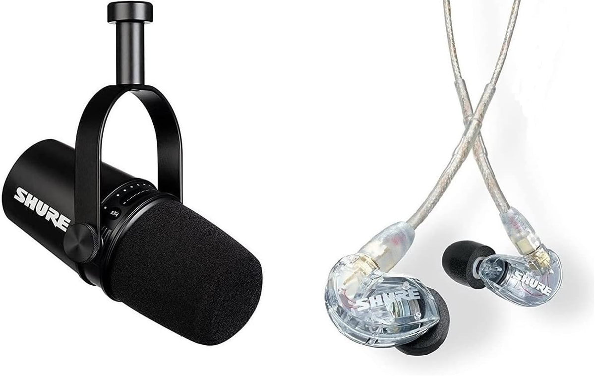 Black Dynamic Microphone and Professional In-Ear Headphones D732