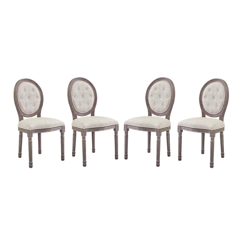 Beige Fabric Wood Dining Chair Set of Four Y86803