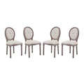 Beige Fabric Wood Dining Chair Set of Four Y86803