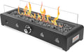 28 Inch Tabletop Gas Fire Pit with Glass Wind Guard and Lava Rock Z28616