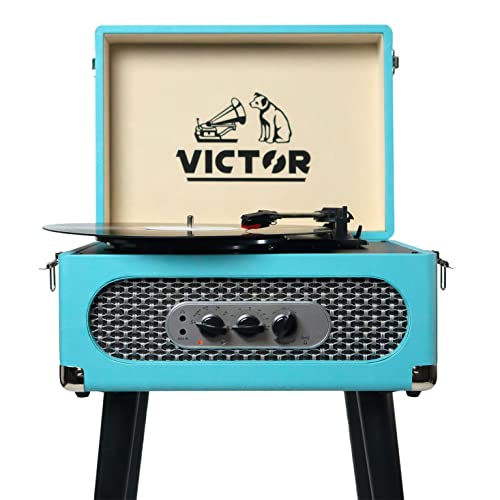 Turquoise 5-in-1 Turntable Music Center with Record Player C681481