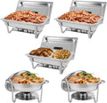 5 Pk Stainless Steel Chafing Dish Set with Full & Half Size Food Pan G1922
