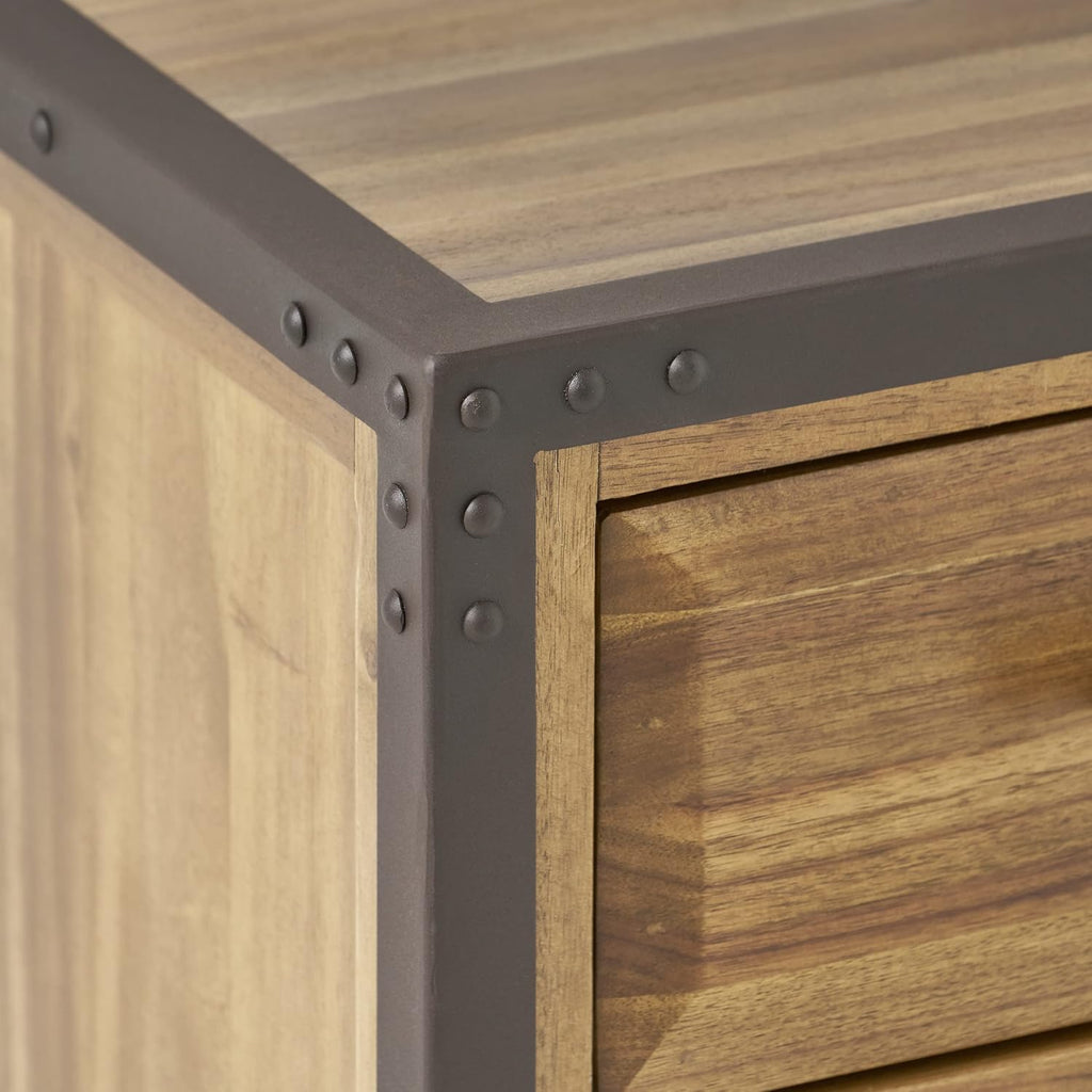 Acacia Wood Two Drawer Night Stand C80543