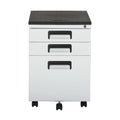 White/Black 3 Drawer Metal Rolling File Cabinet with Locking Drawers X154866