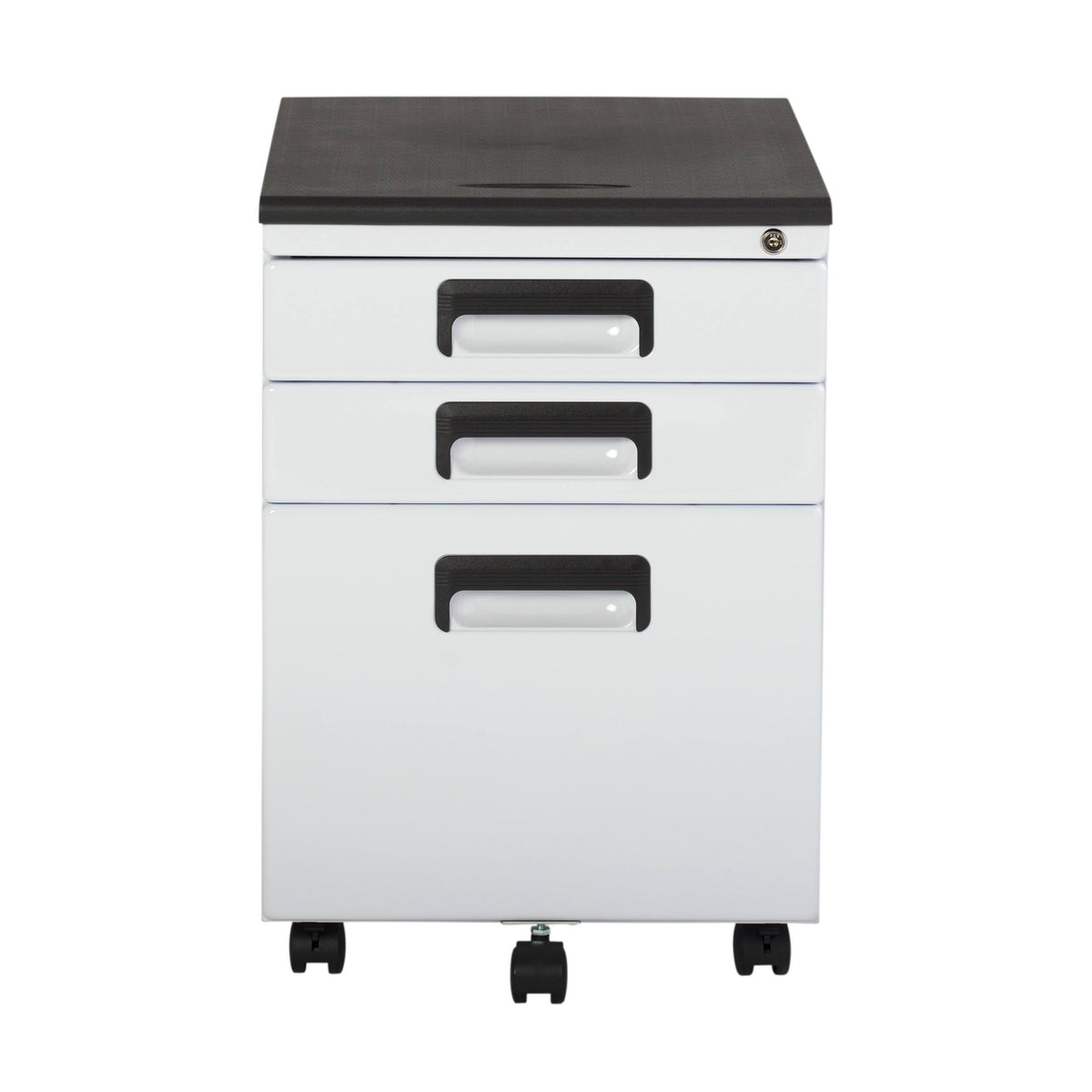 White/Black 3 Drawer Metal Rolling File Cabinet with Locking Drawers X154866