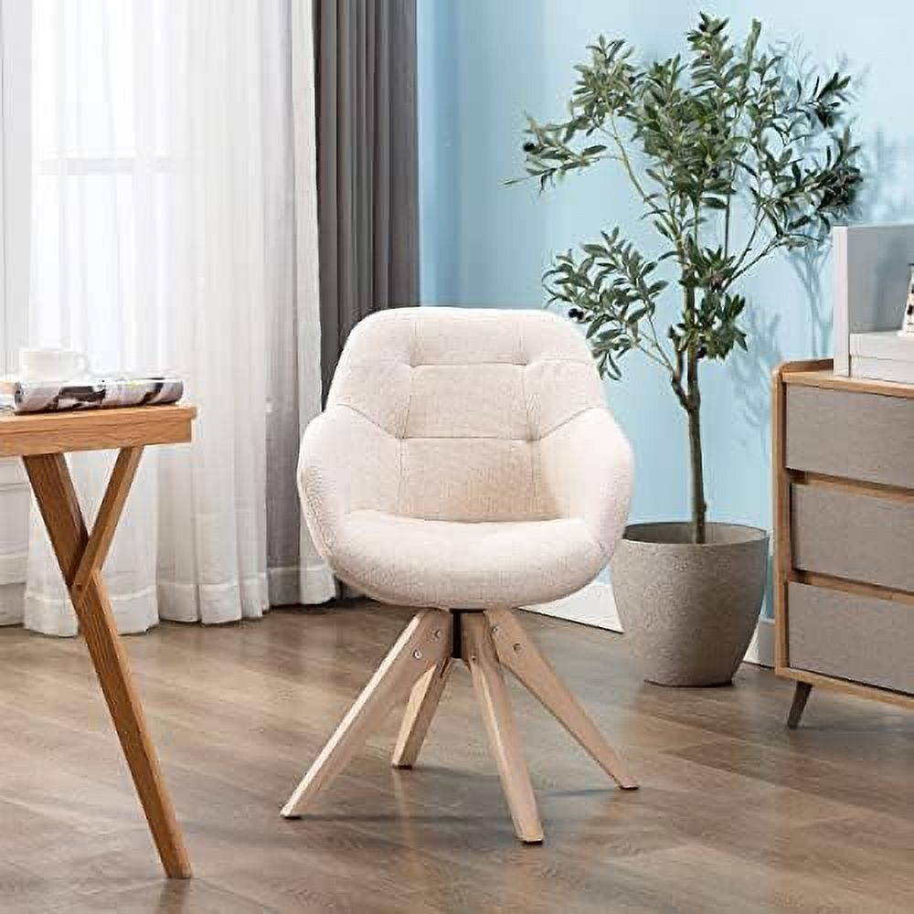 Mid Century Modern Swivel Fabric Accent Chair with Oak Wood Legs W5786
