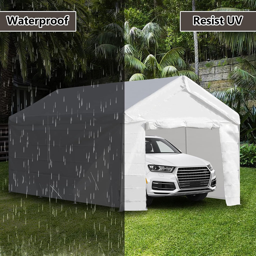 10x20 ft Heavy Duty Carport Car Canopy with Removable Sidewalls and Doors G4467