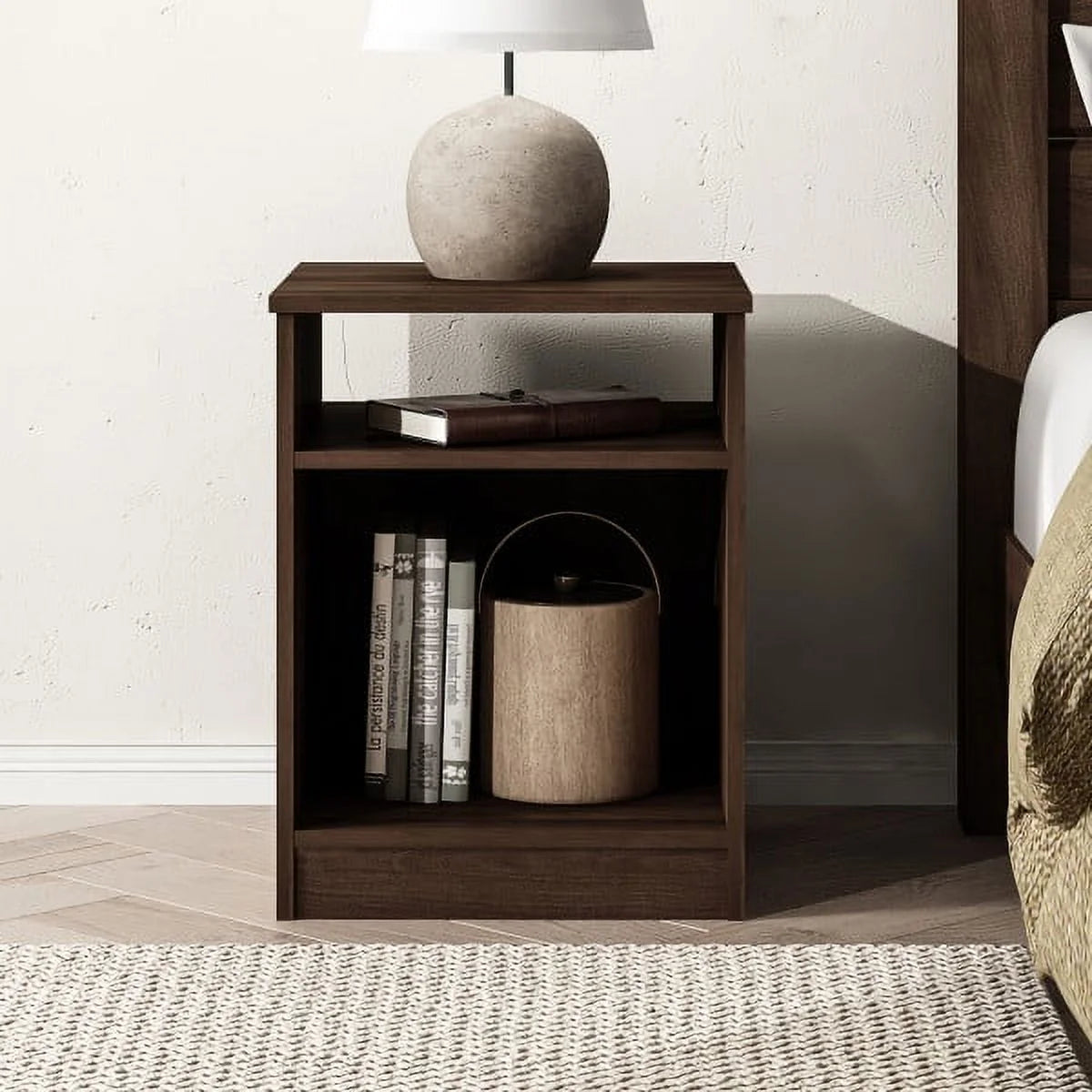 White Open Shelf Nightstand X3504