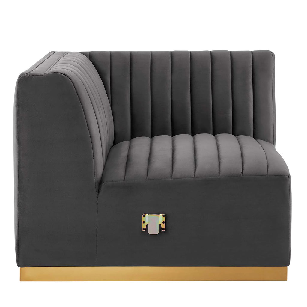 Gold Gray Performance Velvet Left Corner Chair D8065