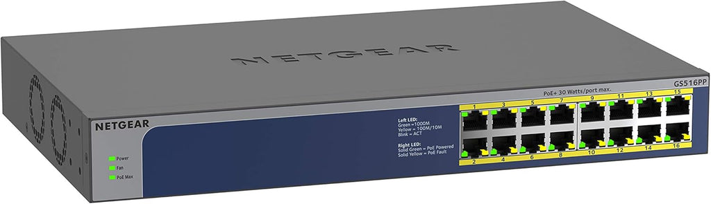 16-Port Gigabit Ethernet Unmanaged PoE Switch with 16 x PoE+ @ 183W K20592