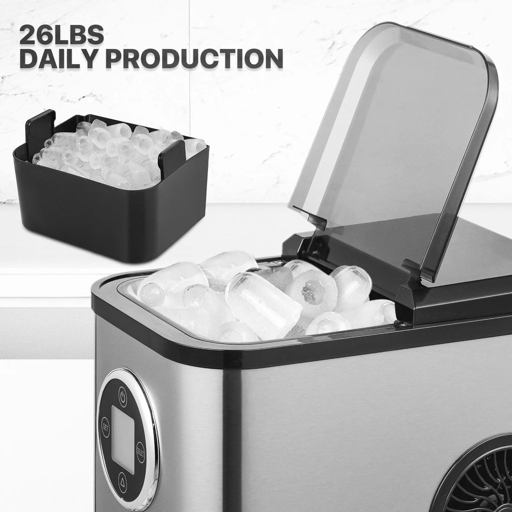 Countertop Portable Ice Maker Machine with Ice Scoop and Basket, Black R728