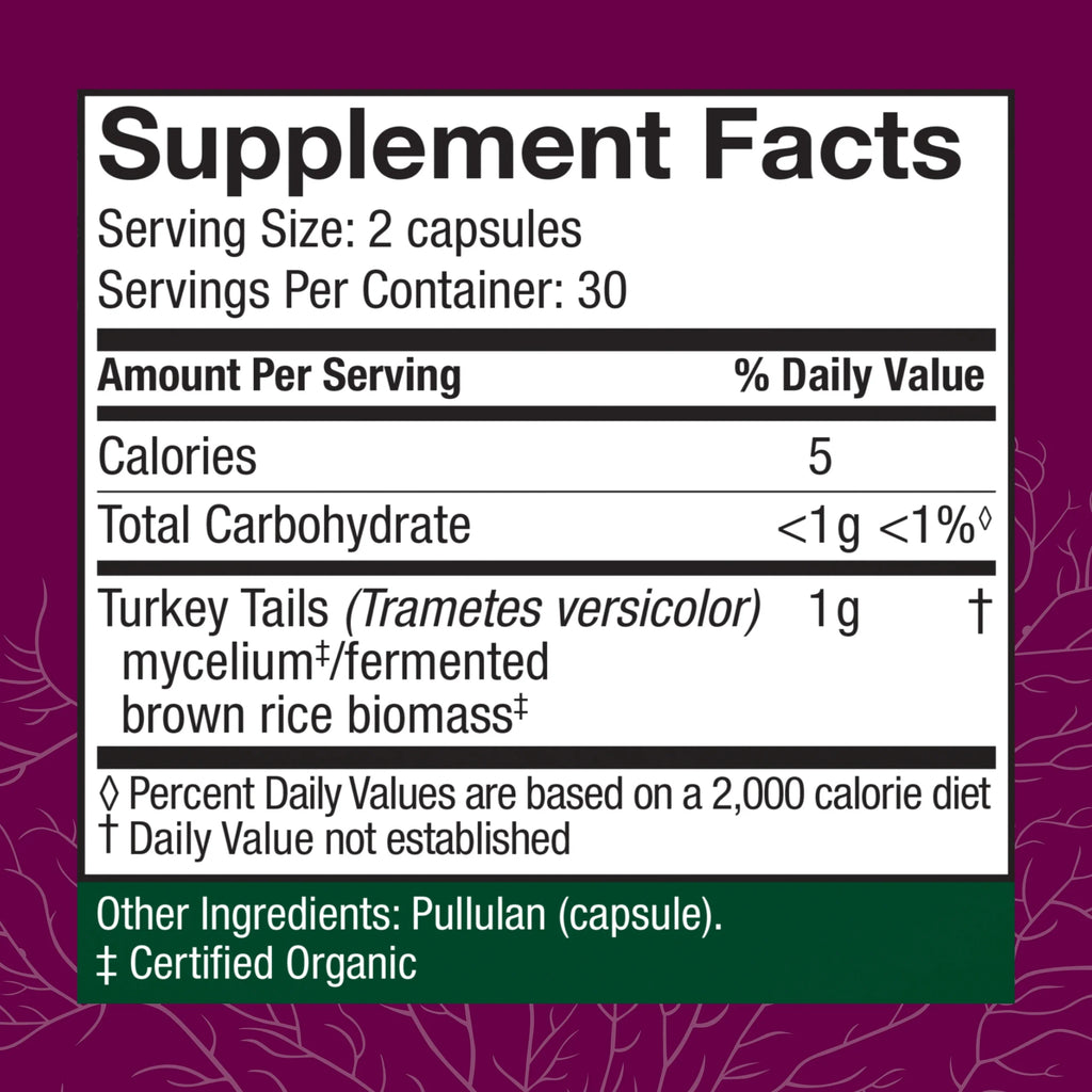 Turkey Tail Mushroom Supplement 60 Capsules W56459