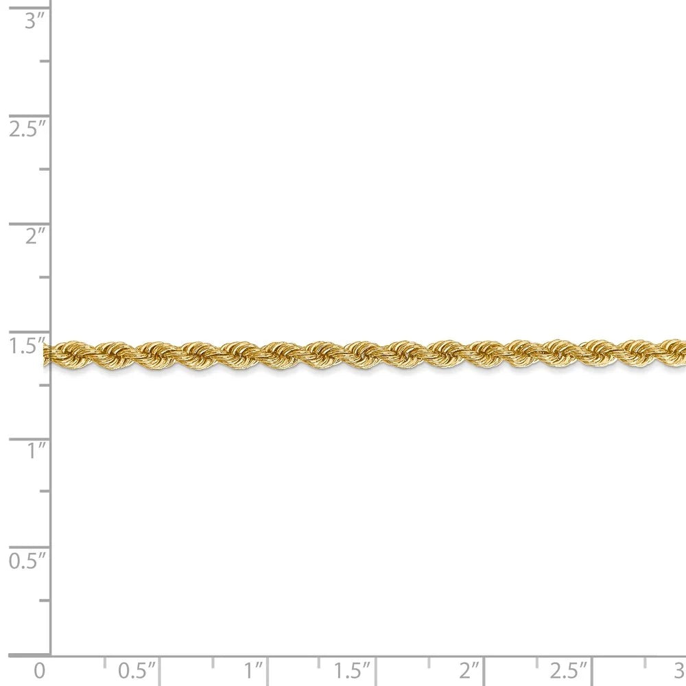 14kt Yellow Gold 3mm Rope Chain 9 inch Lobster Clasp S810436