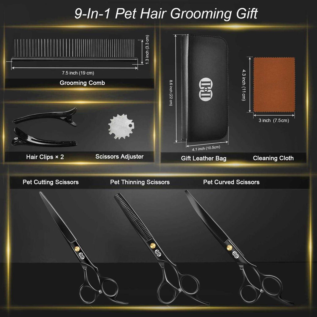 7 Inch Dog Grooming Scissors Kit with Curved Scissors N1477