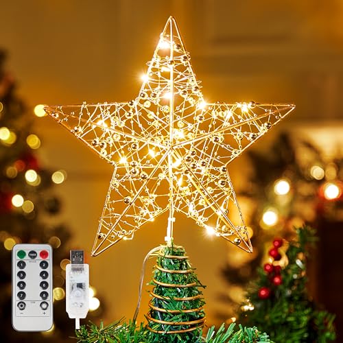 9.5inch Metal Beaded Star Tree Topper A9434