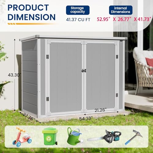 41 Cu Ft Outdoor Resin Storage Shed with Floor O254620