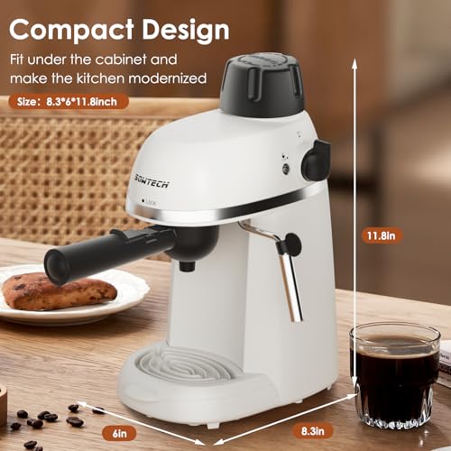 Black 3.5 Bar Espresso Cappuccino Machine with Milk Frother, 800W V83049