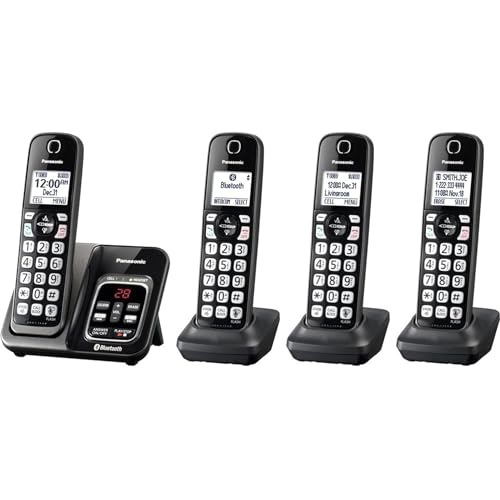 Metallic Black Cordless Phone System with 3 Handsets I965965