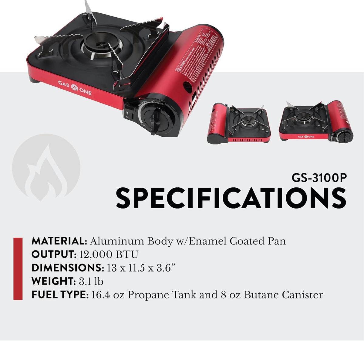12,000 BTU Propane or Butane Portable Dual Fuel Camping Stove with Carrying Case A60945