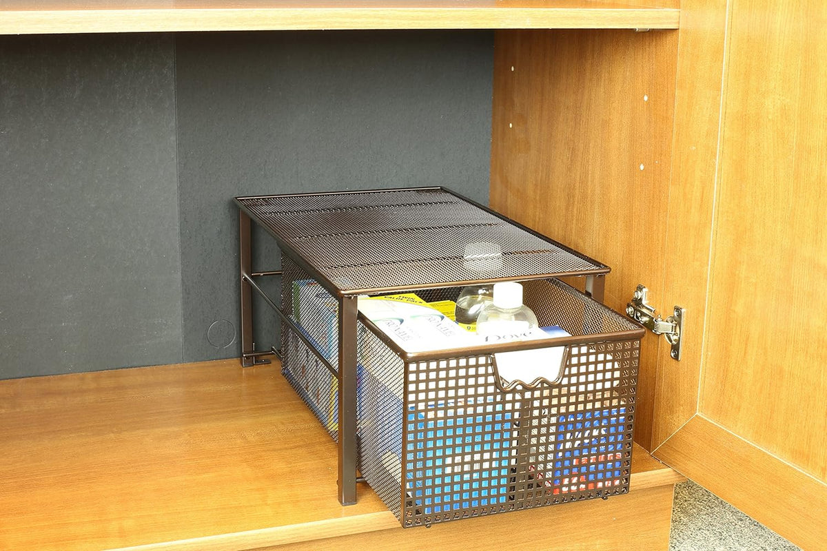Bronze Mesh Cabinet Basket Organizer D42716