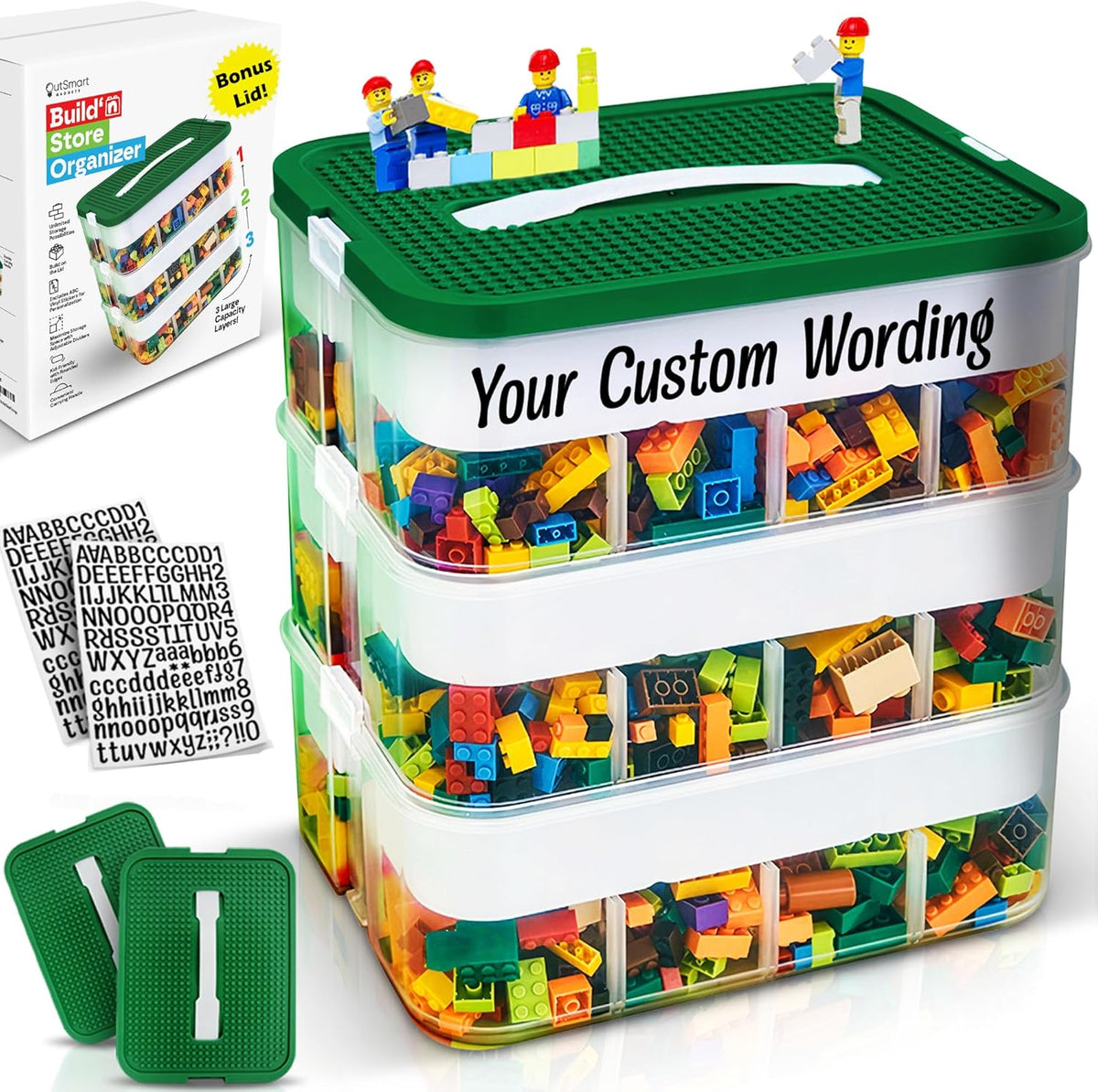 3 Layers Plastic Stackable Toy Storage Organizer Bin with Adjustable Compartments X6840