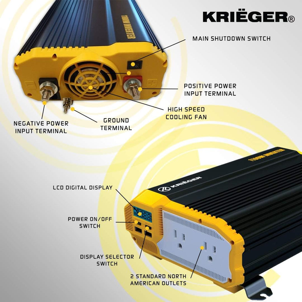 2000 Watts 12V to 110V Modified Sine Wave Power Inverter J30033
