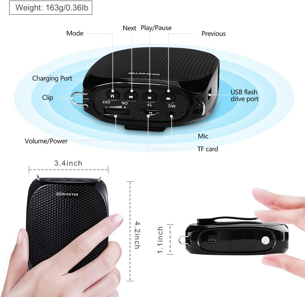 10W Portable Rechargeable Voice Amplifier with UHF Wireless Microphone Headset N615