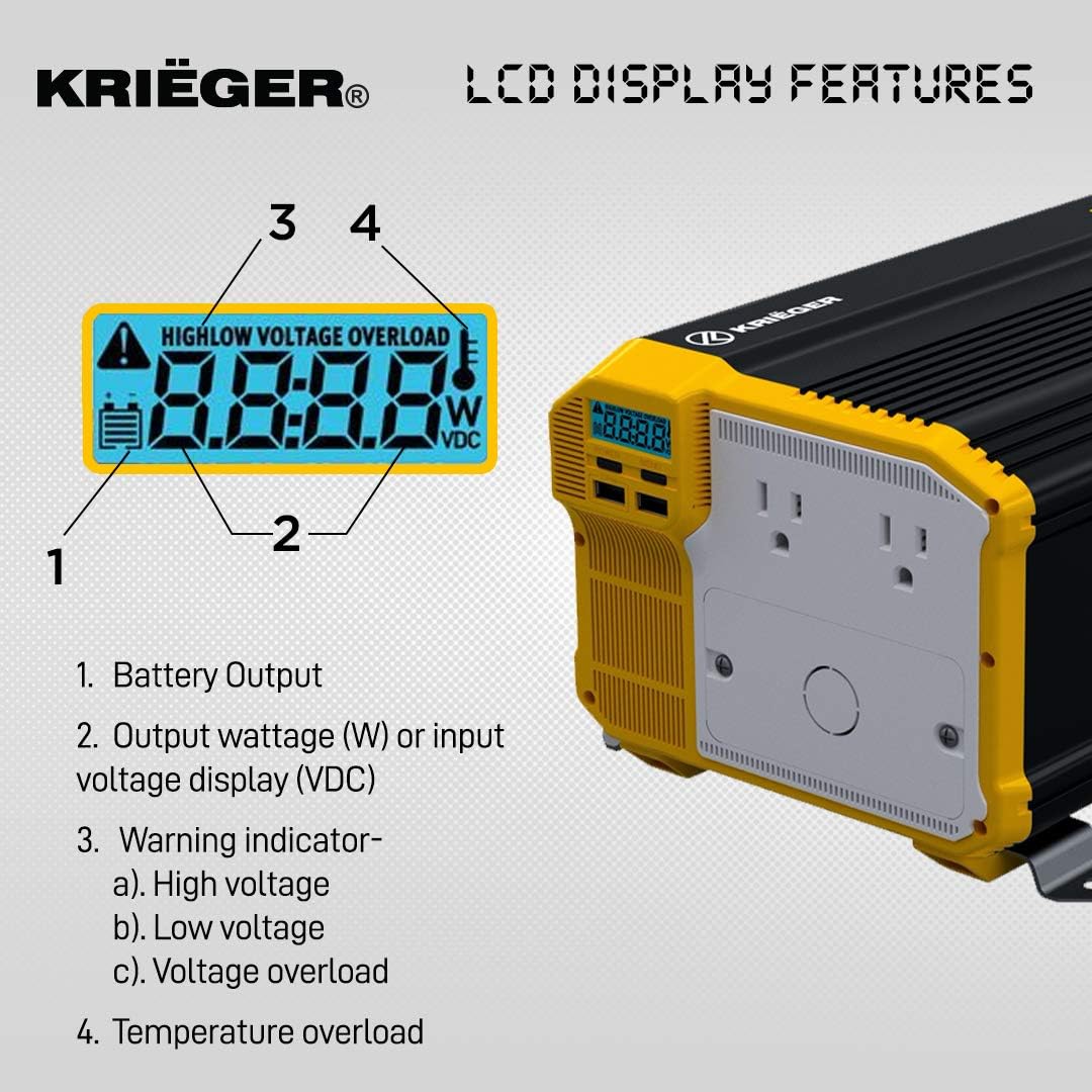 2000 Watts 12V to 110V Modified Sine Wave Power Inverter J30033