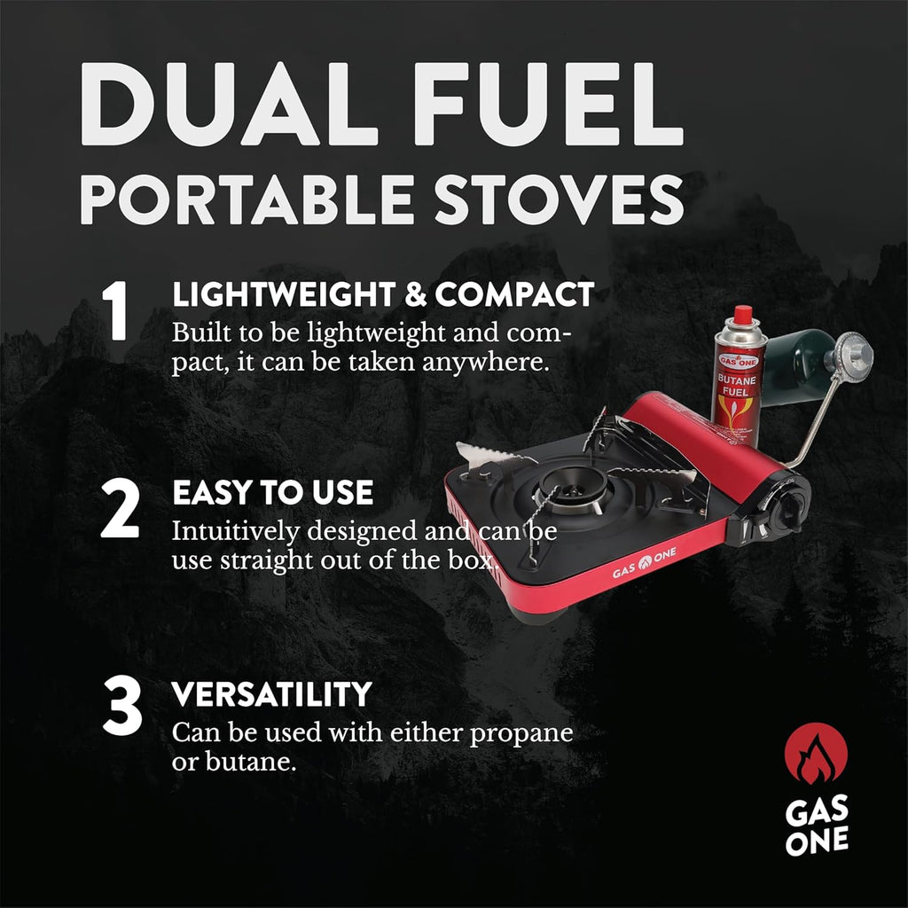 12,000 BTU Propane or Butane Portable Dual Fuel Camping Stove with Carrying Case A60945