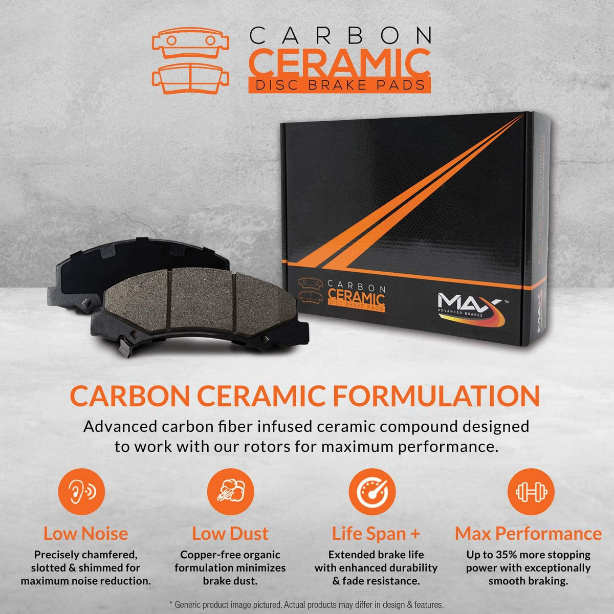 Max Brakes Premium OE Rotors with Carbon Ceramic Pads D607261