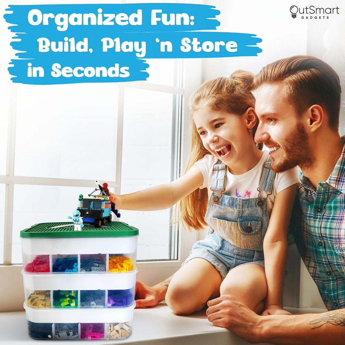 3 Layers Plastic Stackable Toy Storage Organizer Bin with Adjustable Compartments X6840