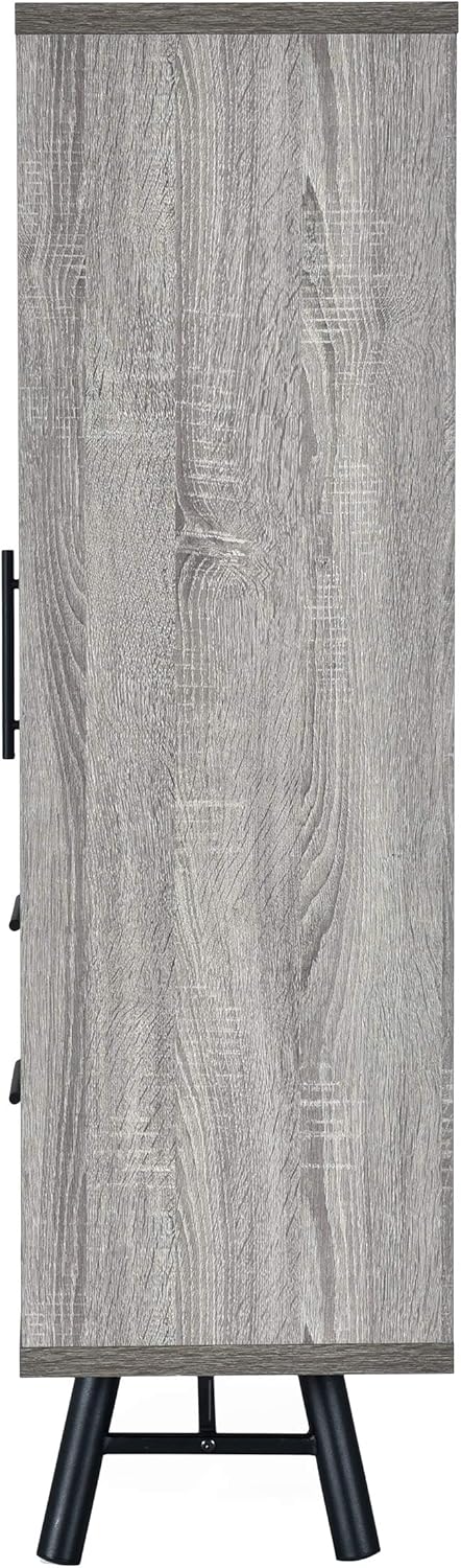 Brown Oak Black 6 Shelf Cabinet V919712
