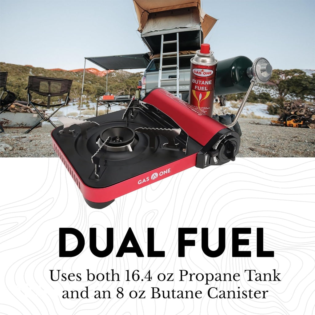 12,000 BTU Propane or Butane Portable Dual Fuel Camping Stove with Carrying Case A60945