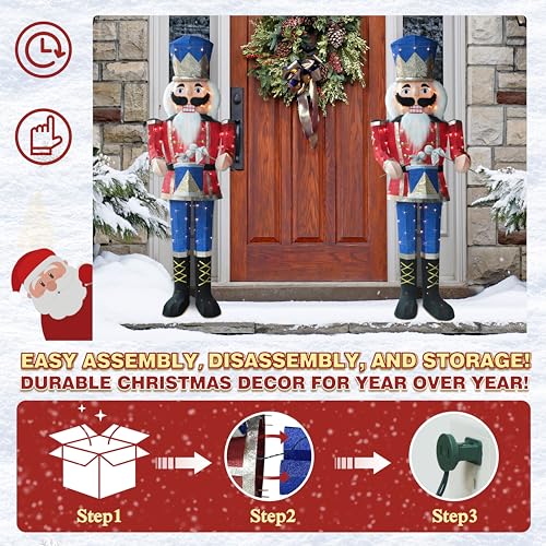 5FT Outdoor Lighted Nutcracker Christmas Decoration with Drum V9276